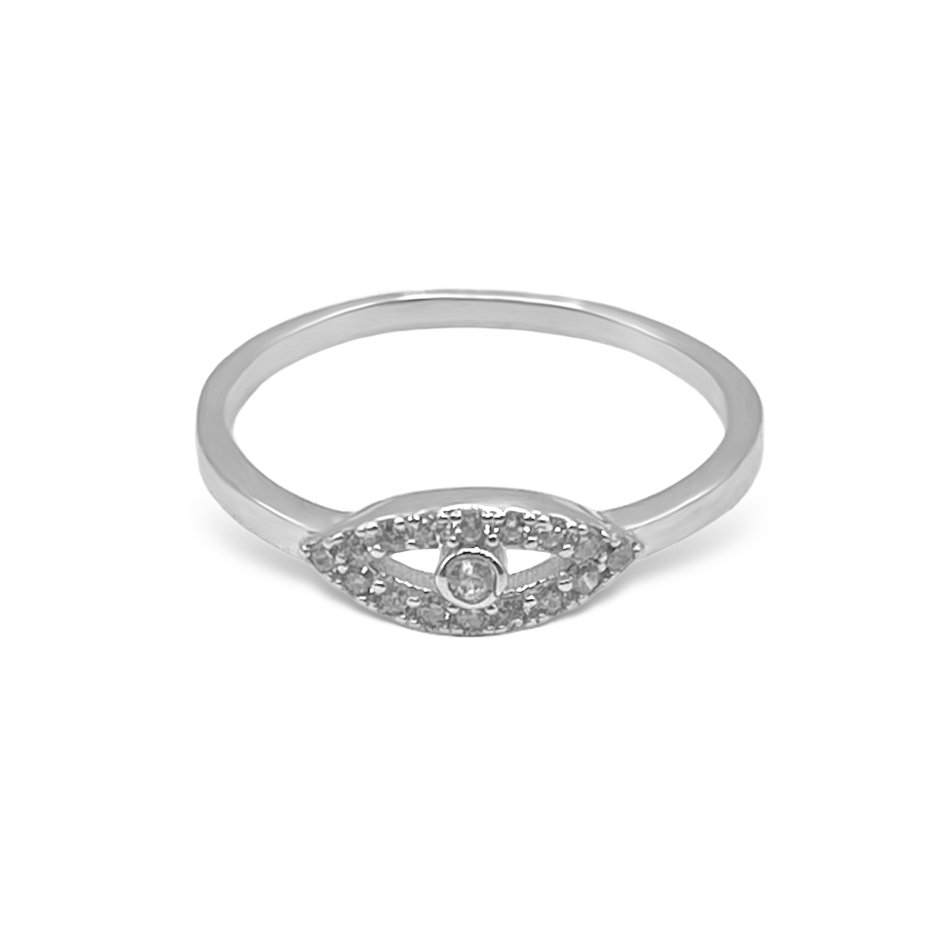 Sterling Silver Evil Eye CZ Ring