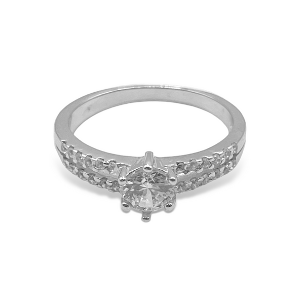 Sterling Silver CZ Split Band Wedding Ring