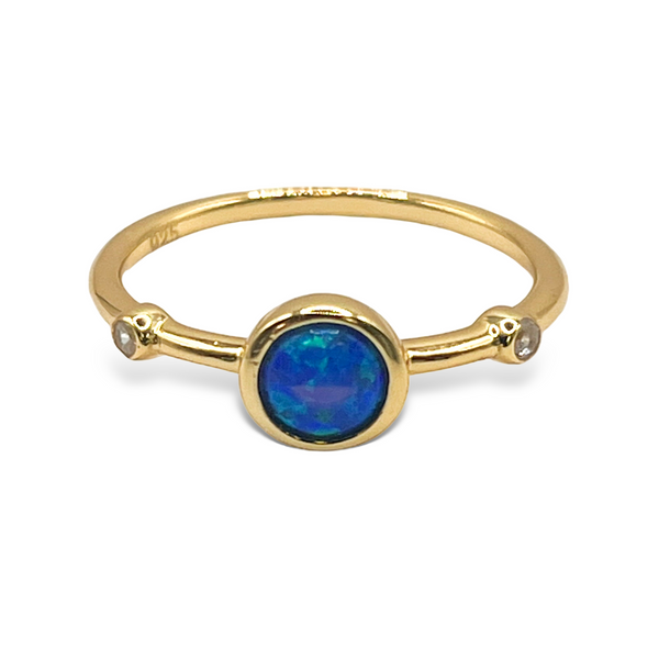 Sterling Silver Blue Opal Straight Band