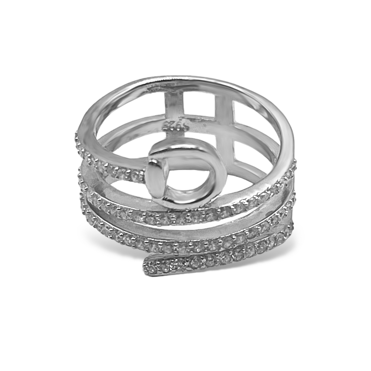Sterling Silver Belt Loop CZ Ring