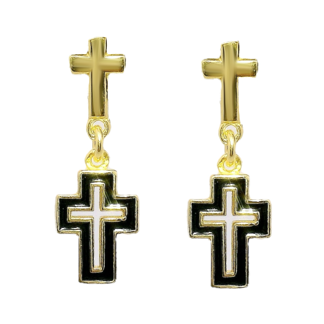 Sterling Silver Dangling Cross Earrings