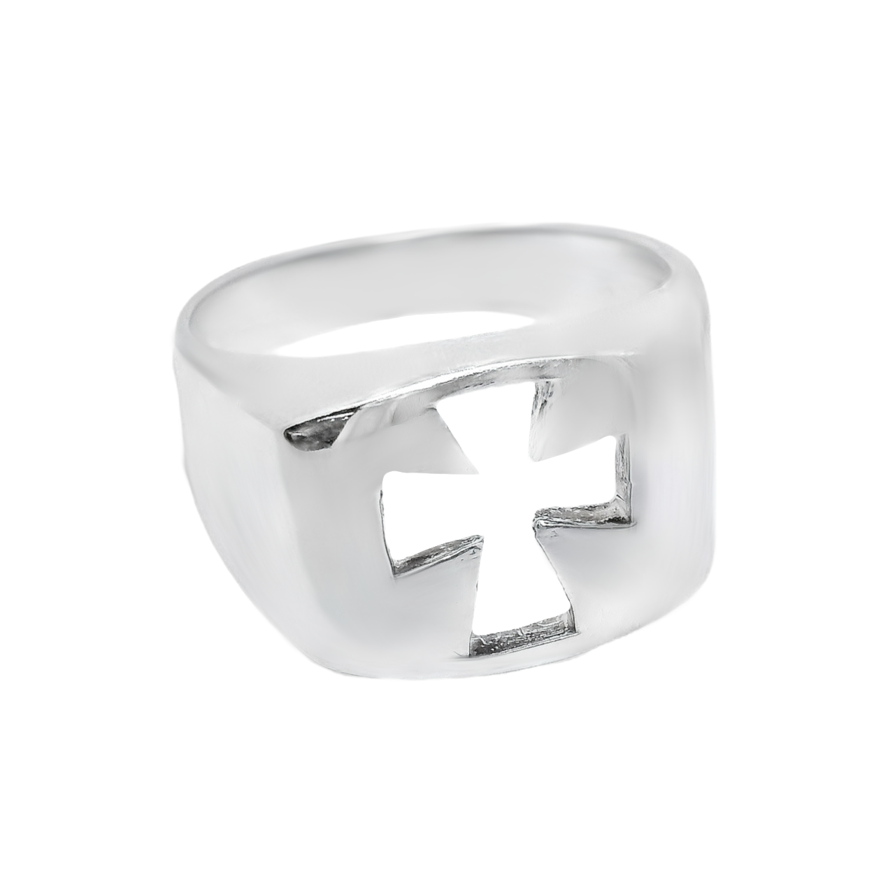 Sterling Silver Thick Cut-Out Cross Ring