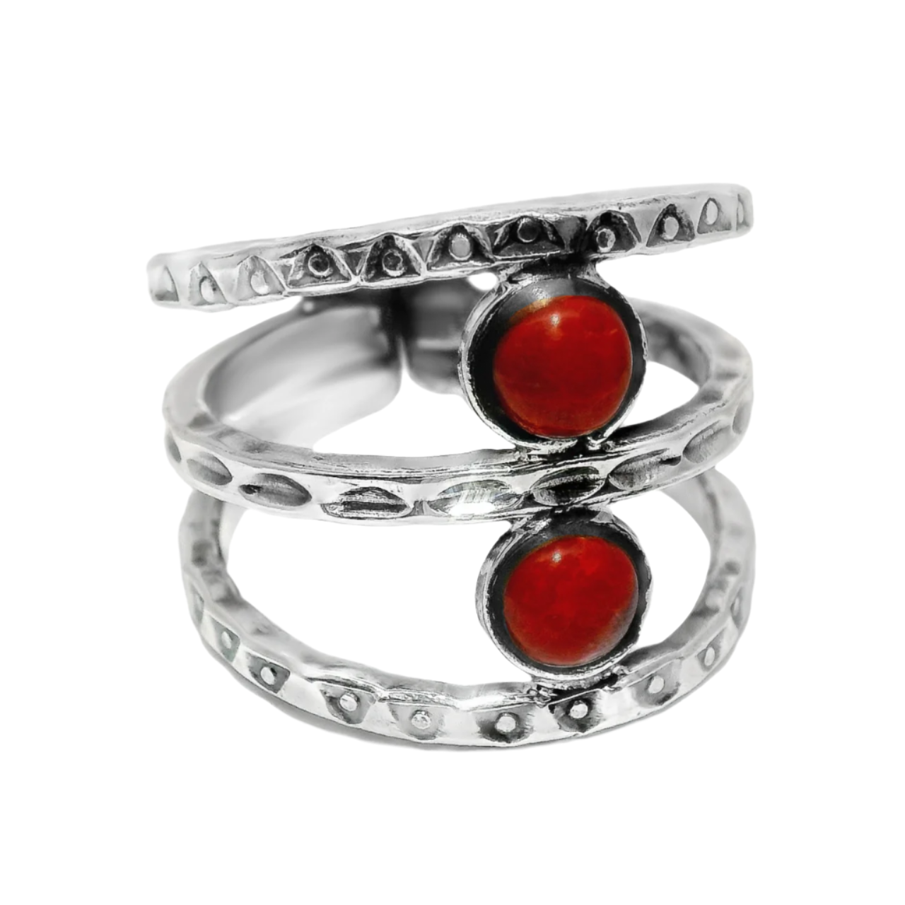 Sterling Silver Red Stone Antique Ring