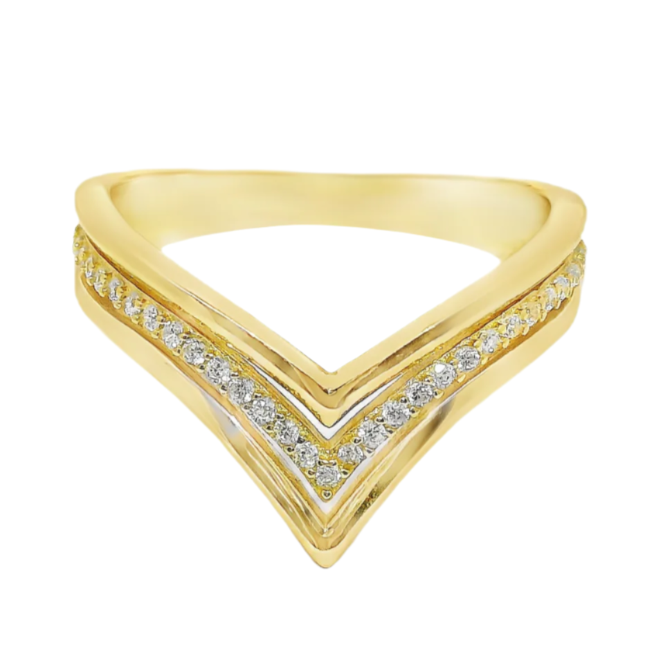 Sterling Silver Gold Plated CZ Ring