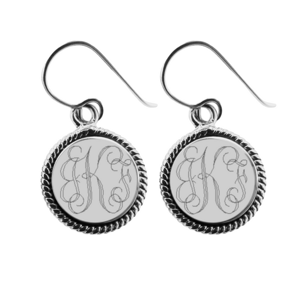 German Silver Engravable Round Rope Trim French Wire Earring