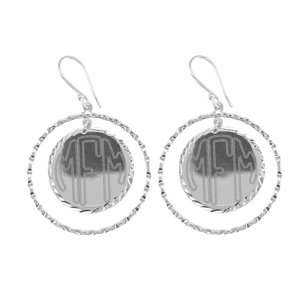 German Silver Engravable Diamond Cut Edge Round French Wire Earrings