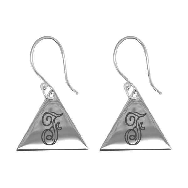 German Silver Engravable Triangle French Wire Earrings