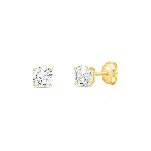 Sterling Silver Gold Plated Round CZ Studs