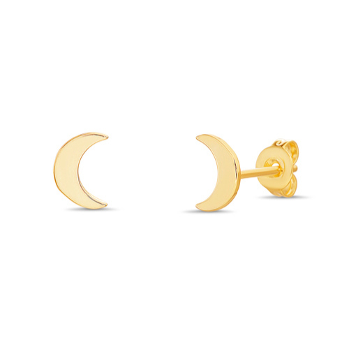 Sterling Silver Gold Plated Crescent Moon Tiny Stud Earrings