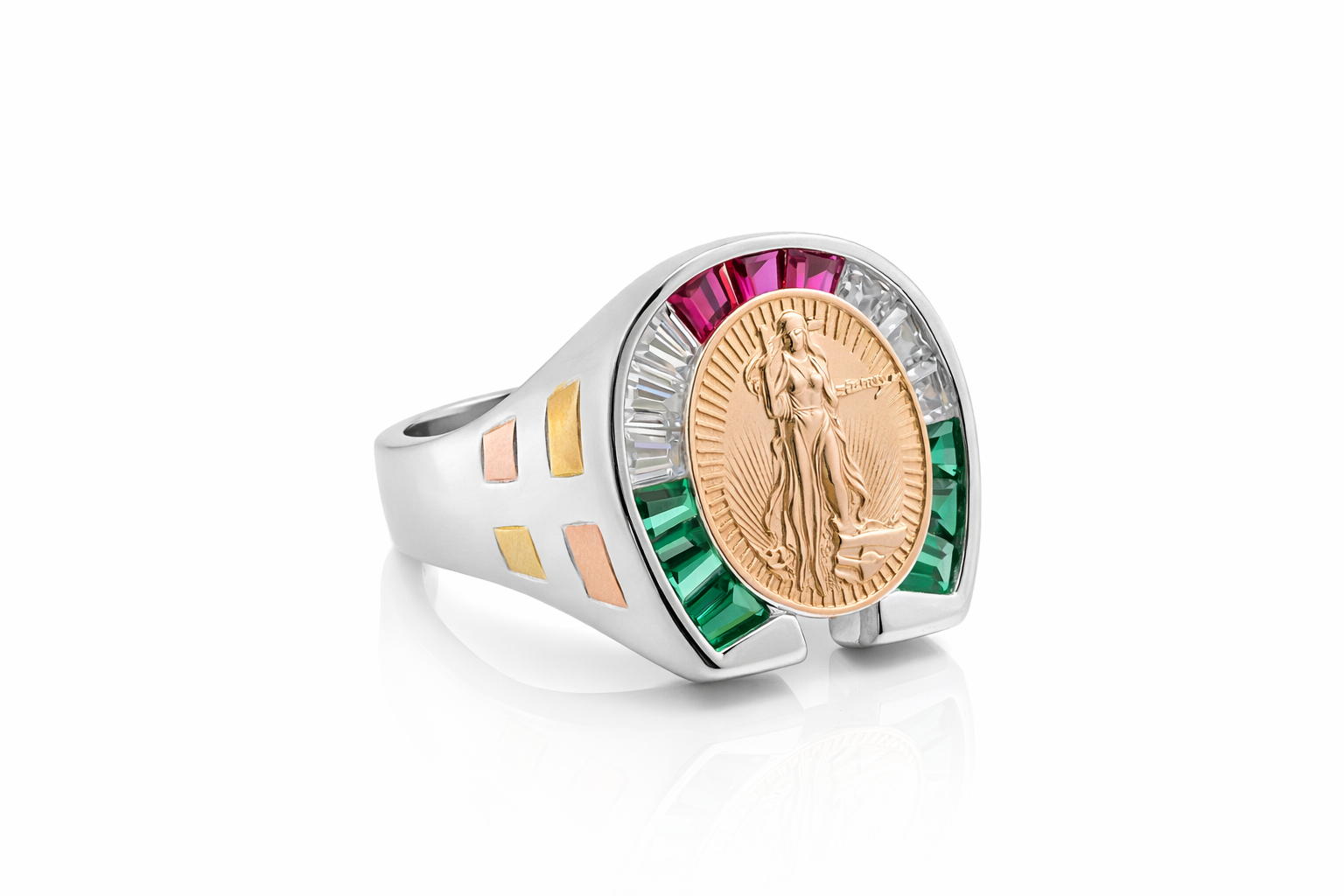 925 Mexican Sterling Silver Two-tone Virgin Mary Ring