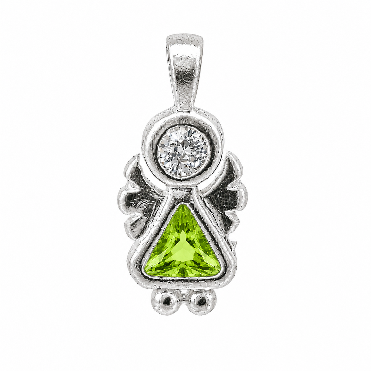 Sterling Silver Angel Birthstone Pendant