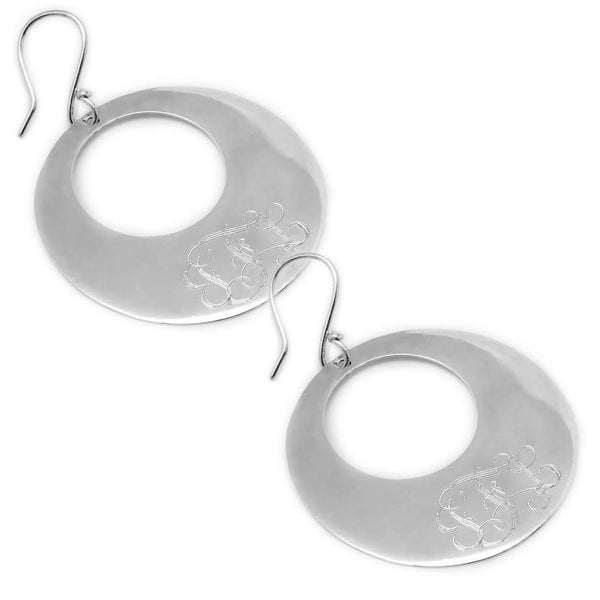 German Silver Round Cut-Out French Wire Earrings