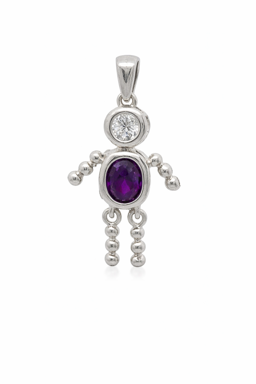 Sterling Silver Boy Oval Birthstone Charm