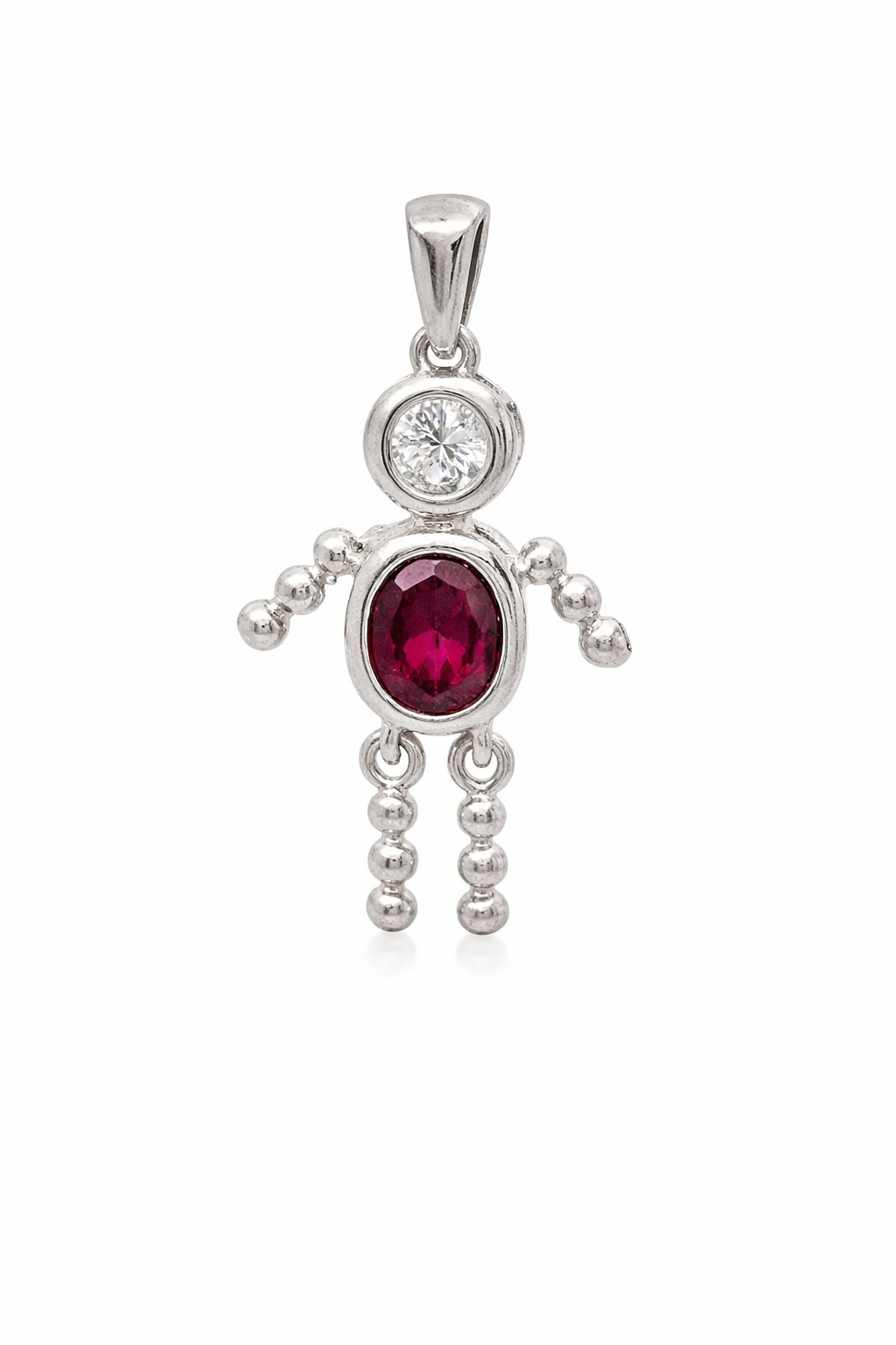 Sterling Silver Boy Oval Birthstone Charm