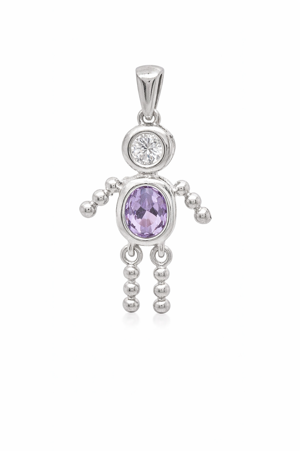 Sterling Silver Boy Oval Birthstone Charm