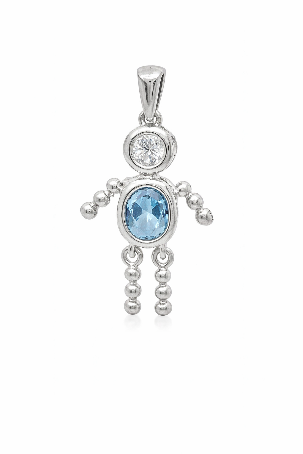 Sterling Silver Boy Oval Birthstone Charm