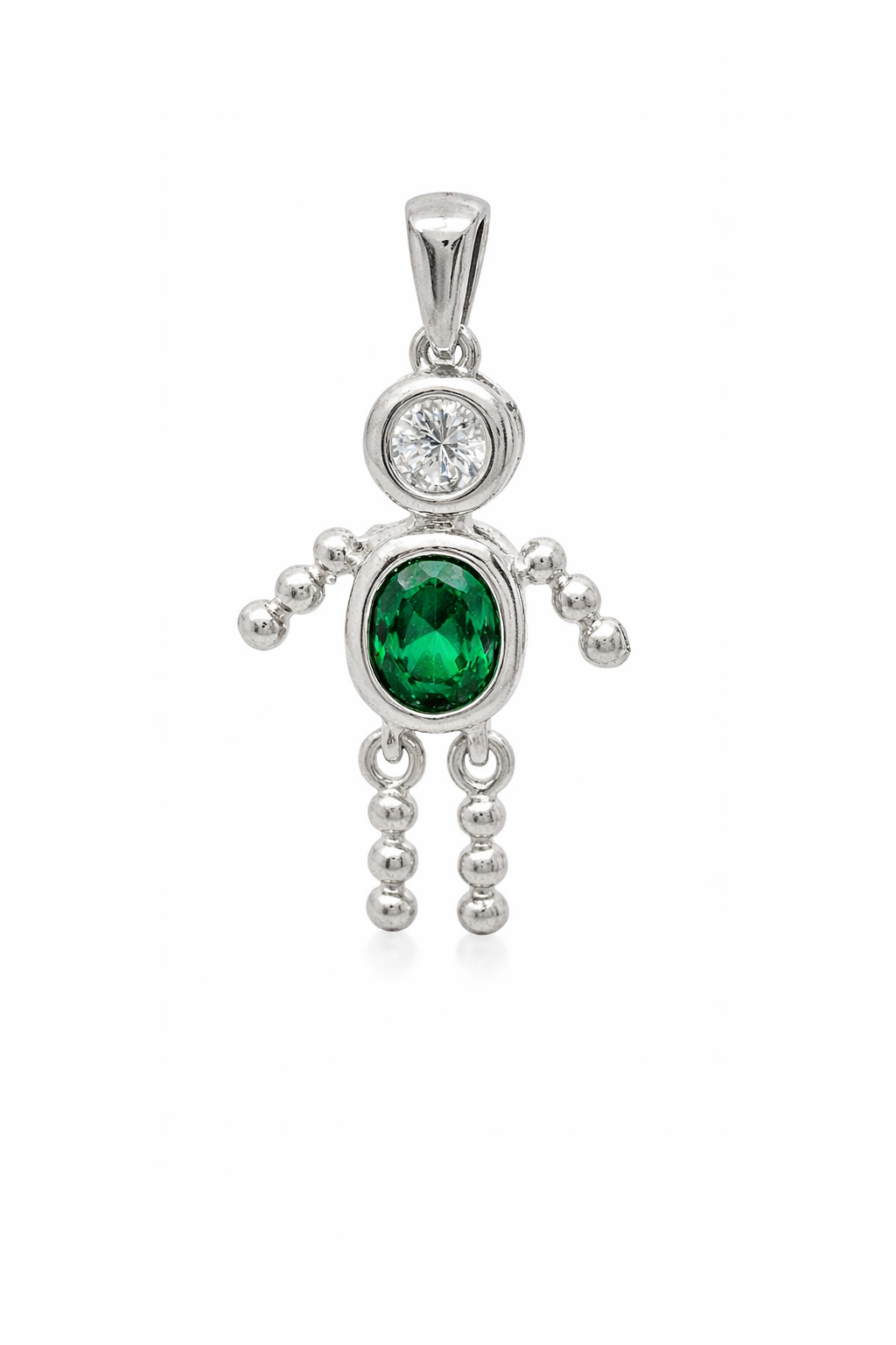 Sterling Silver Boy Oval Birthstone Charm
