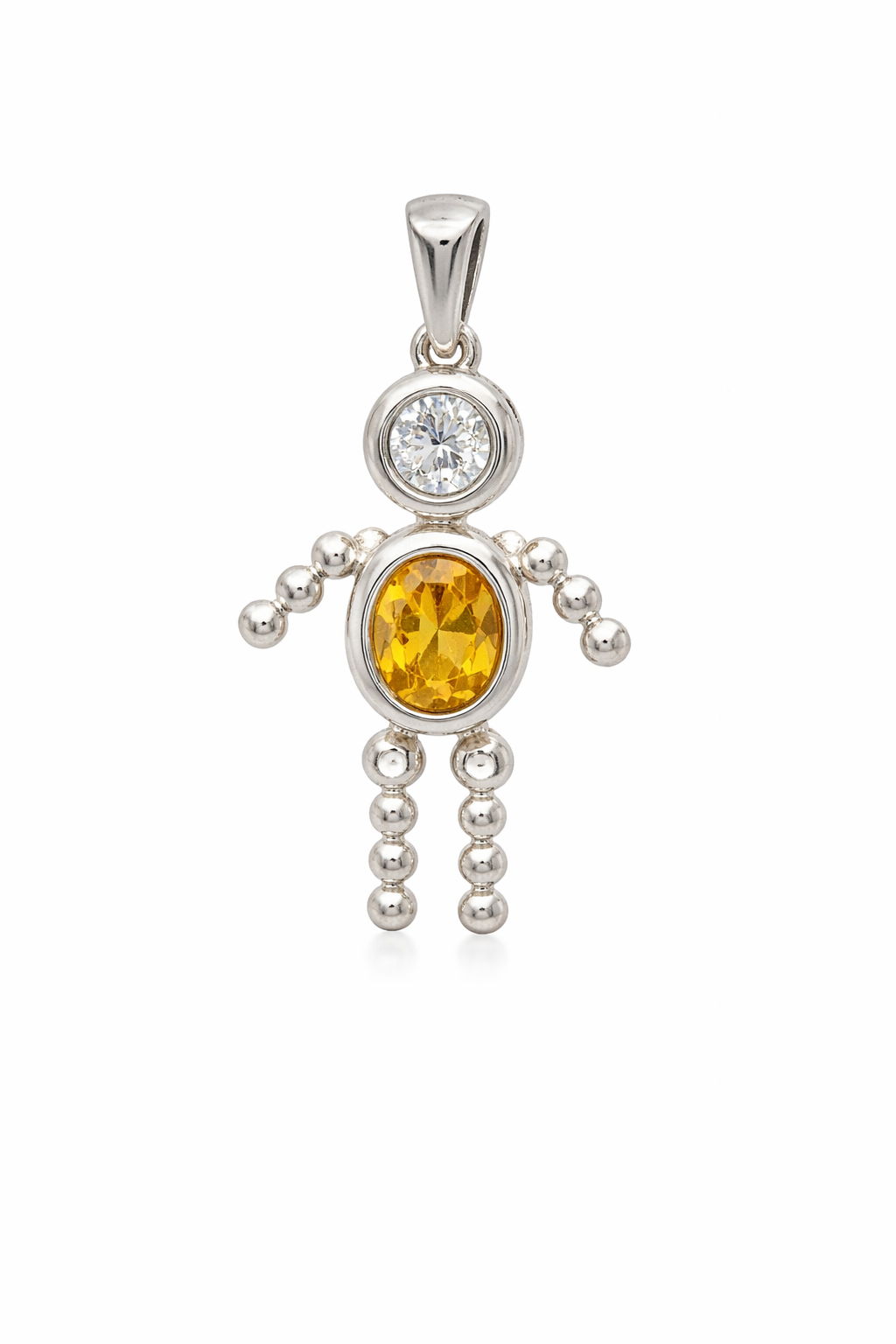 Sterling Silver Boy Oval Birthstone Charm