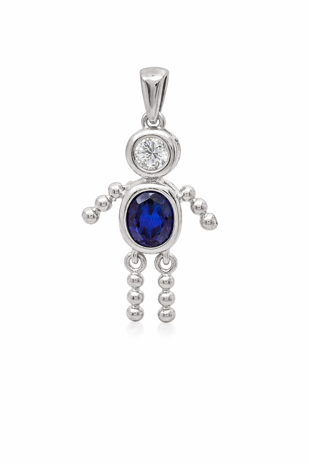 Sterling Silver Boy Oval Birthstone Charm