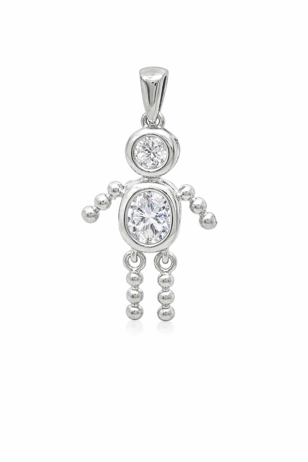 Sterling Silver Boy Oval Birthstone Charm