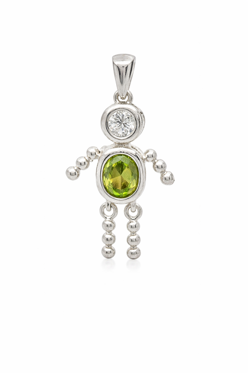 Sterling Silver Boy Oval Birthstone Charm