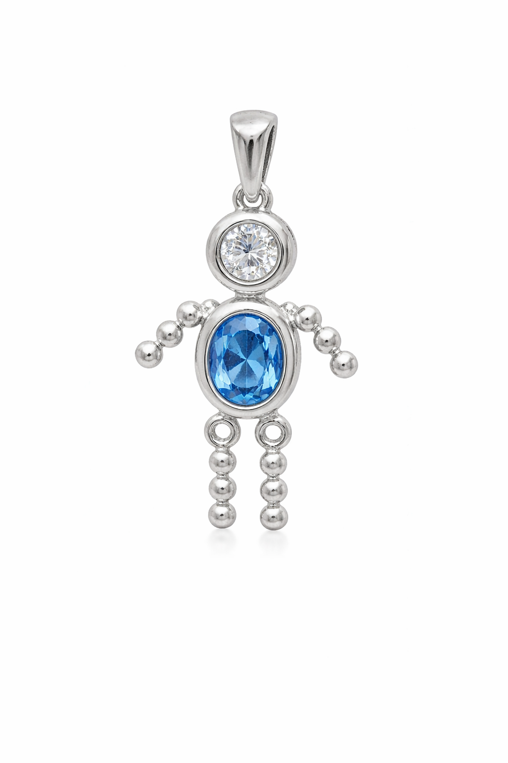 Sterling Silver Boy Oval Birthstone Charm