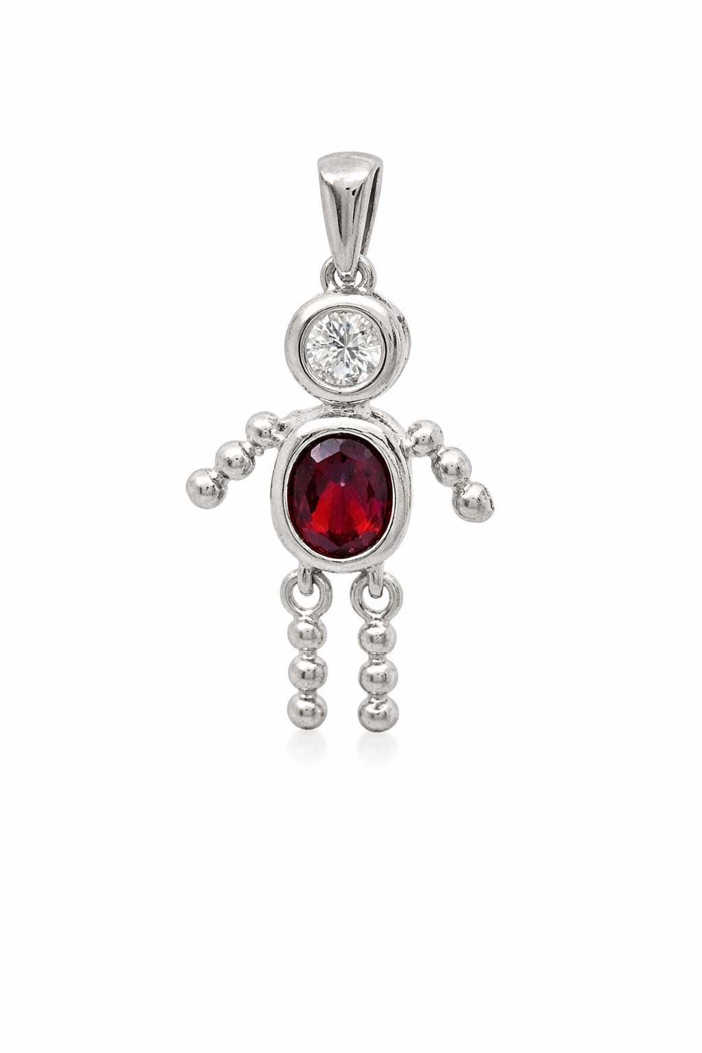 Sterling Silver Boy Oval Birthstone Charm