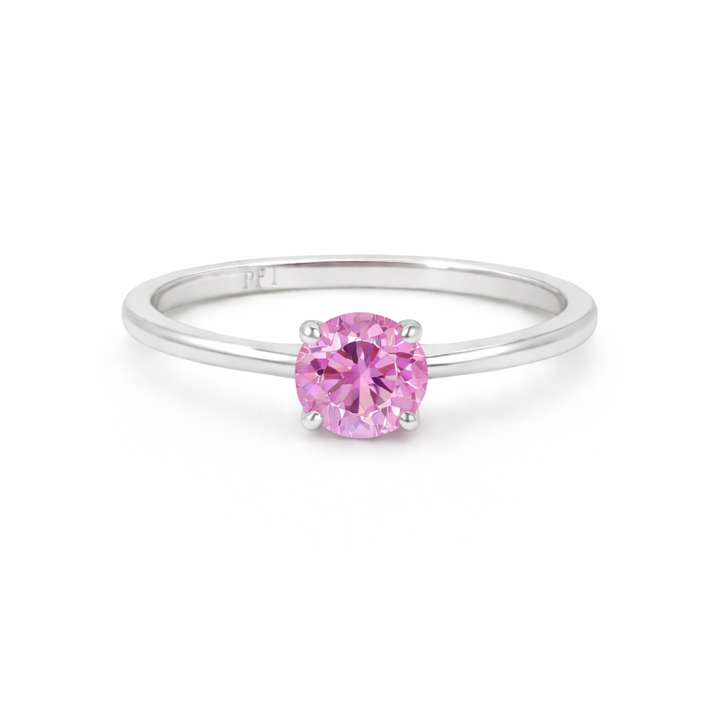 Sterling Silver 6mm Round CZ Birthstone Ring