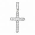 Men's Sterling Silver Baguette CZ Cross Pendant