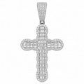 Men's Sterling Silver Baguette CZ Cross Pendant