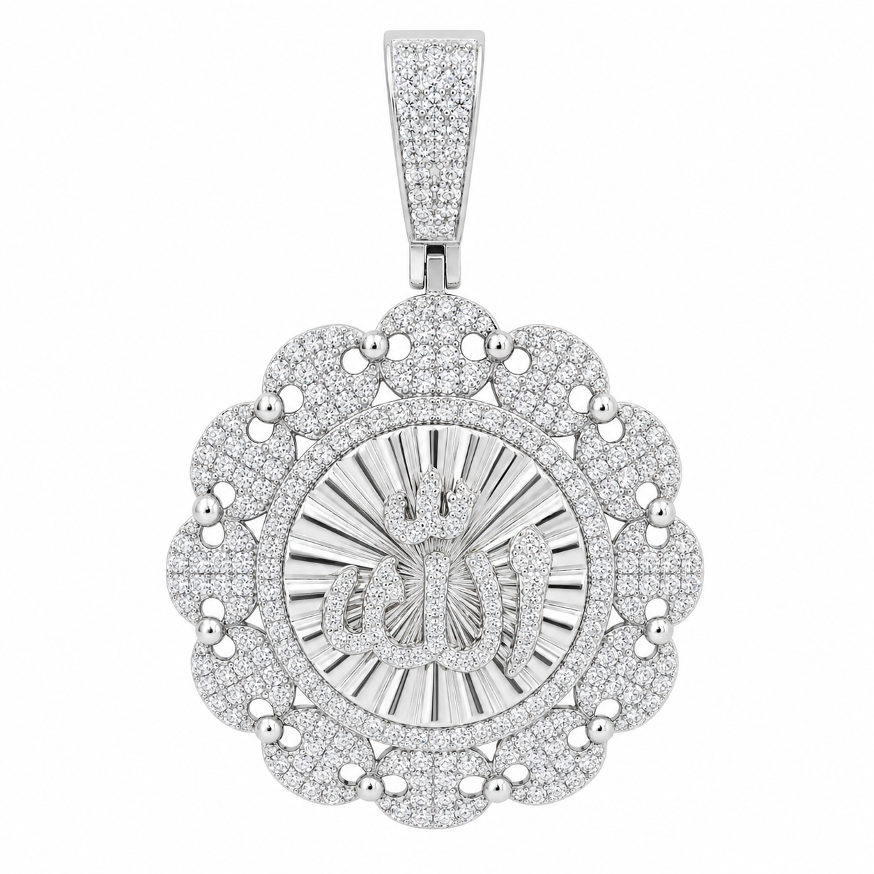 Men's Sterling Silver CZ Arabic "Allah" Pendant