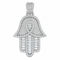 Men's Sterling Silver CZ Hamsa Hand Pendant