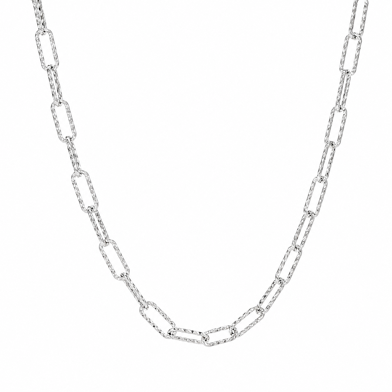 Sterling Silver Diamond Cut Paperclip Chain