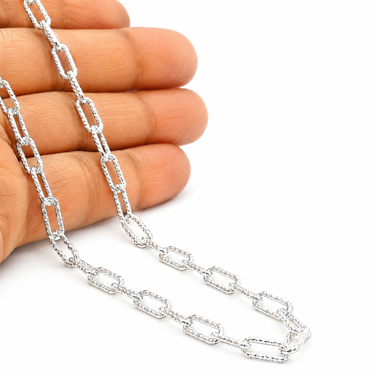 Sterling Silver Diamond Cut Paperclip Chain
