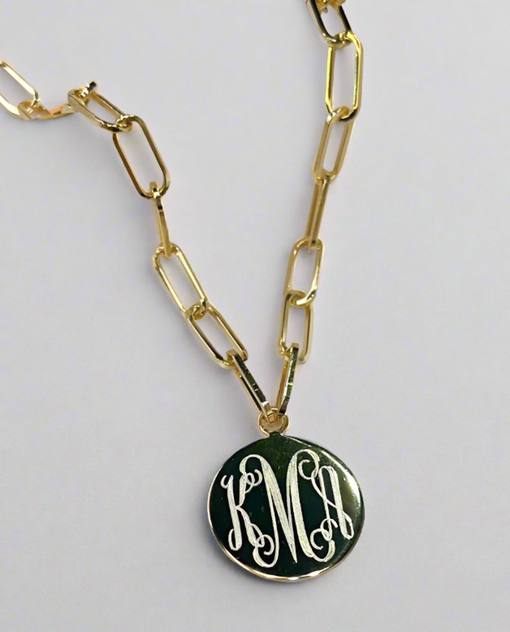 Sterling Silver Thick Paper Clip Chain W/ Engravable Plate (16 in)