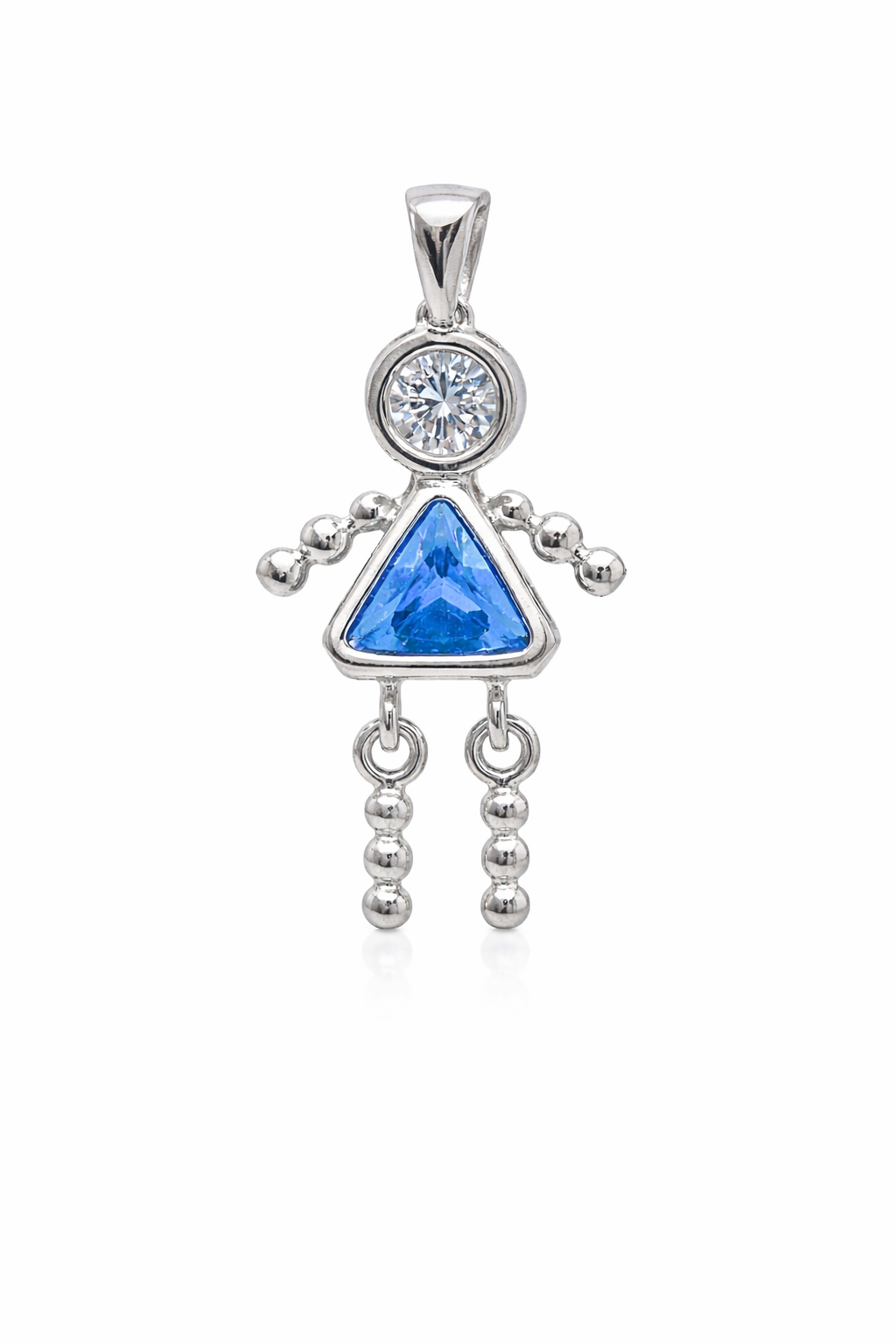 Sterling Silver Girl Triangle Birthstone Pendant