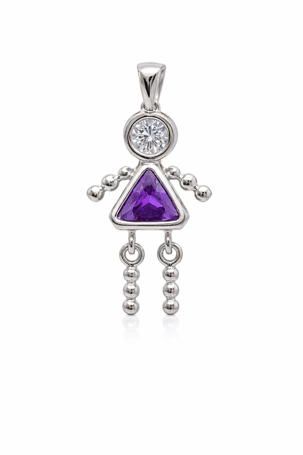 Sterling Silver Girl Triangle Birthstone Pendant