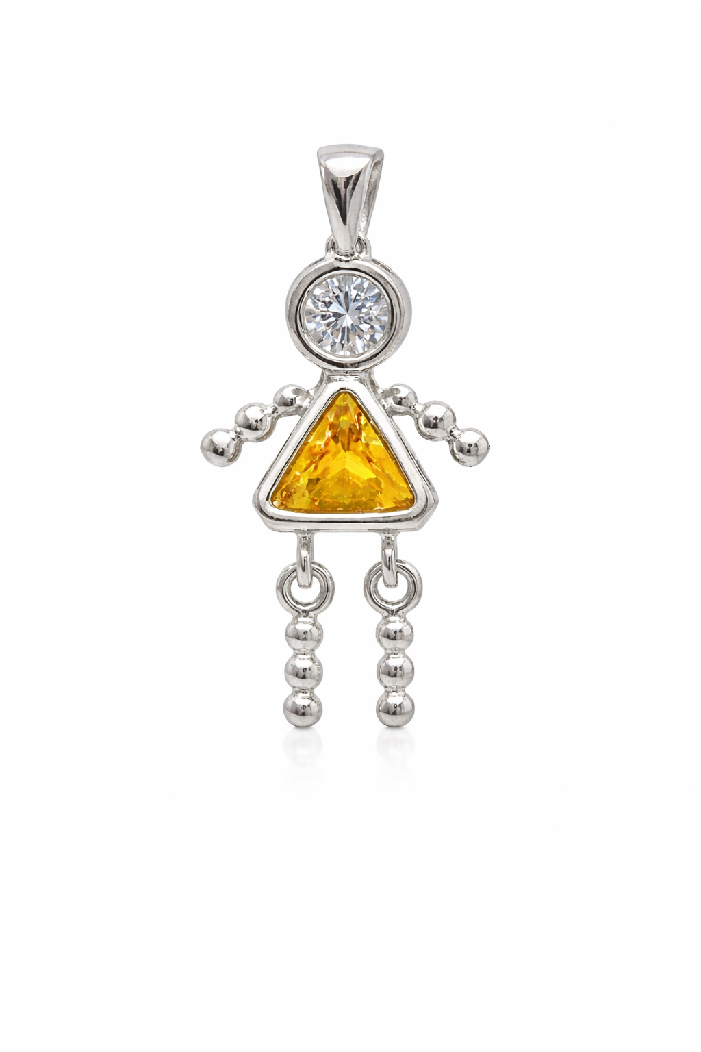 Sterling Silver Girl Triangle Birthstone Pendant