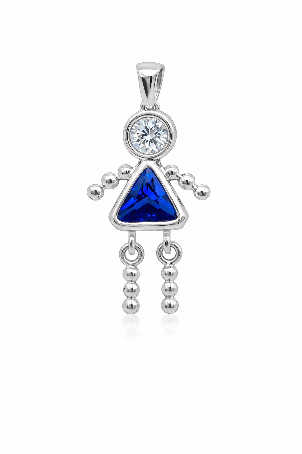 Sterling Silver Girl Triangle Birthstone Pendant