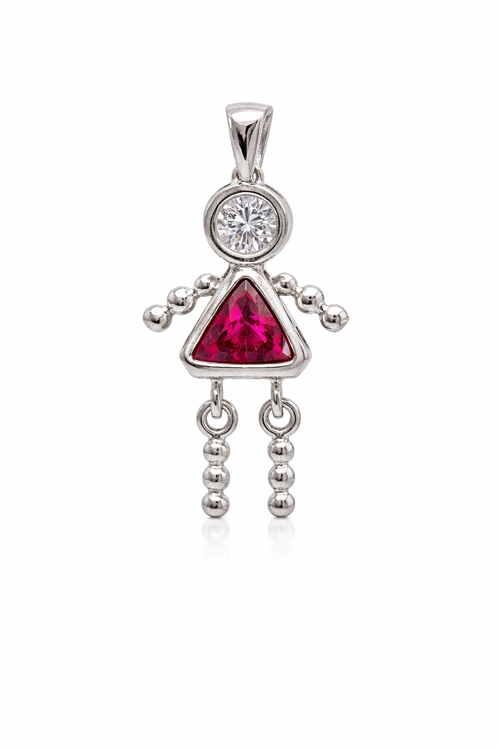 Sterling Silver Girl Triangle Birthstone Pendant