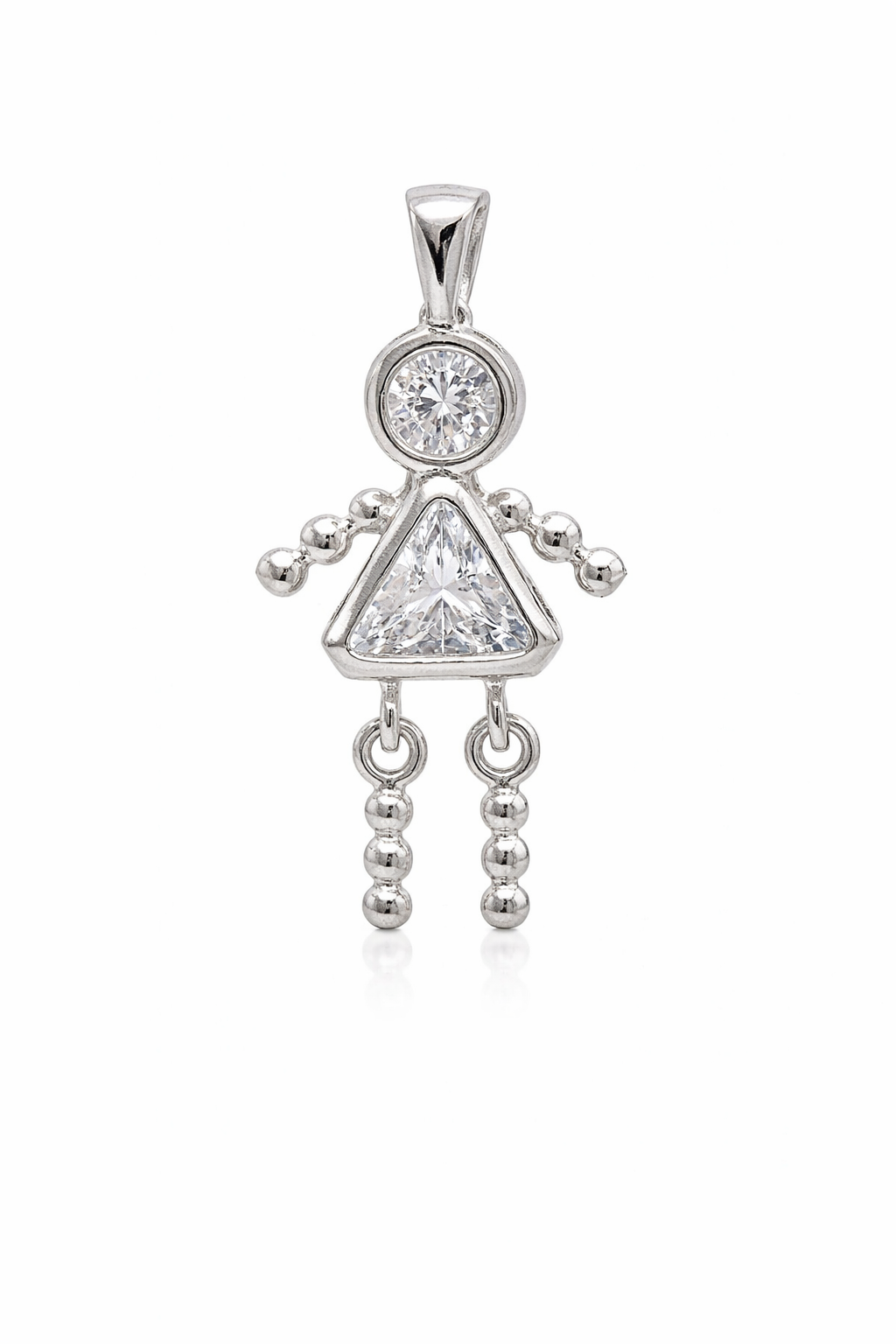 Sterling Silver Girl Triangle Birthstone Pendant