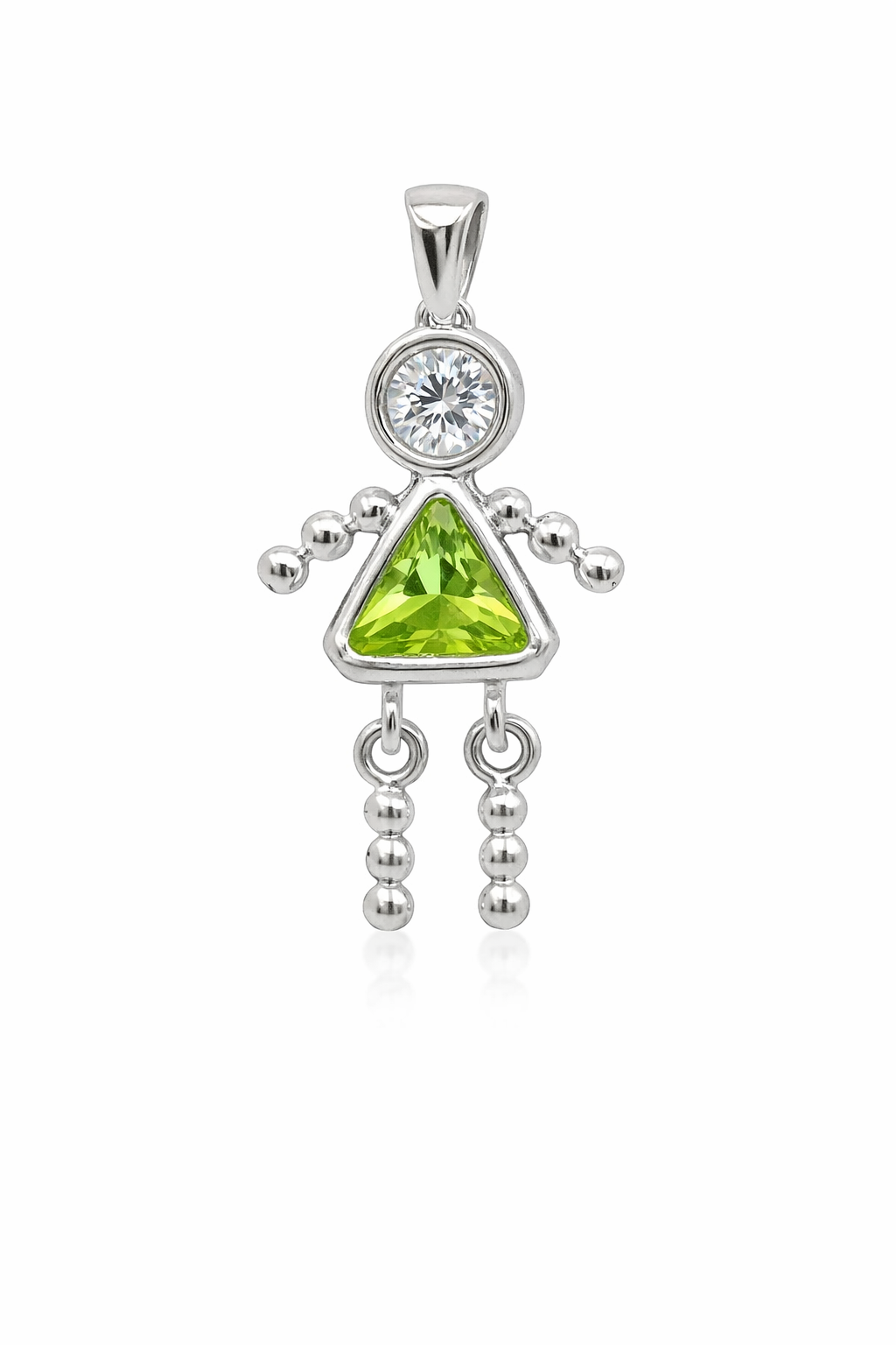 Sterling Silver Girl Triangle Birthstone Pendant
