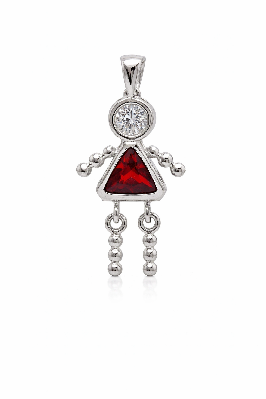 Sterling Silver Girl Triangle Birthstone Pendant