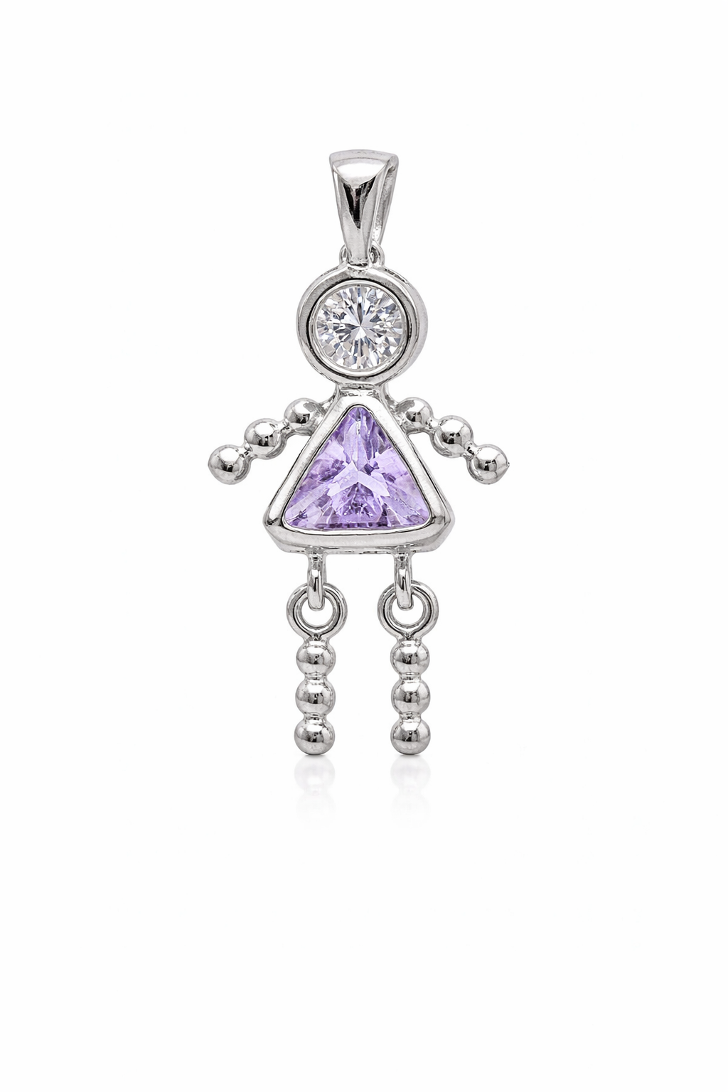 Sterling Silver Girl Triangle Birthstone Pendant