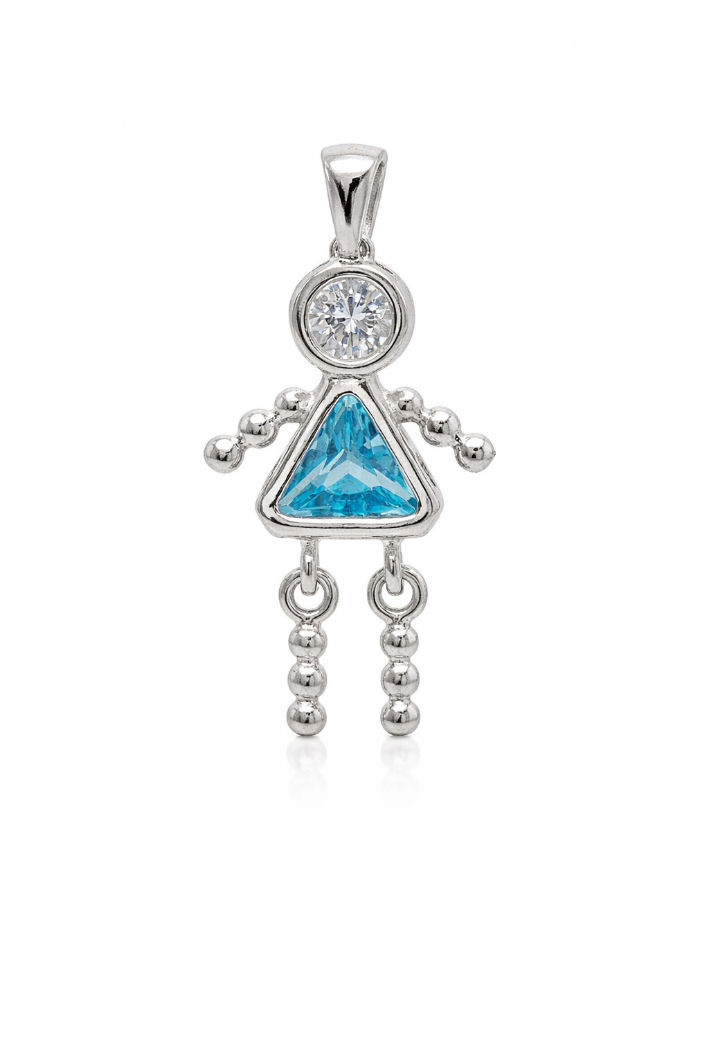 Sterling Silver Girl Triangle Birthstone Pendant