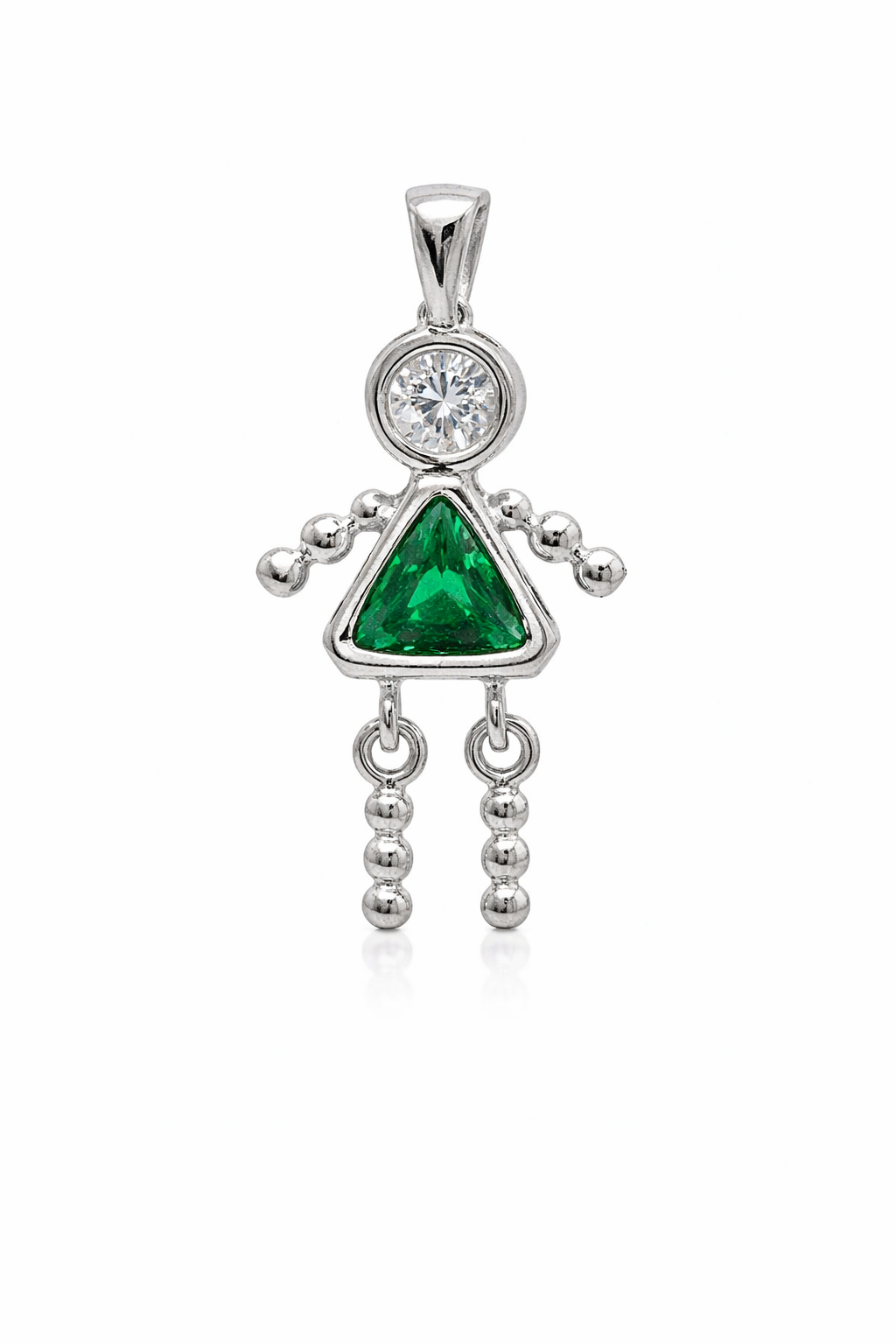 Sterling Silver Girl Triangle Birthstone Pendant