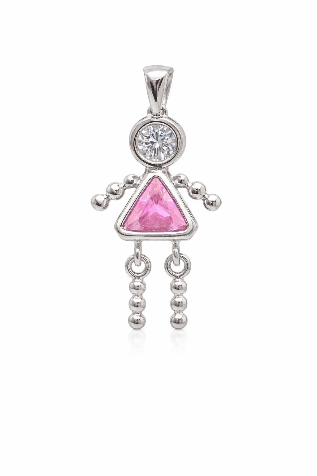 Sterling Silver Girl Triangle Birthstone Pendant