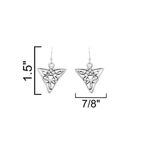 Sterling Silver Threaded Triangle Dangling Earrings