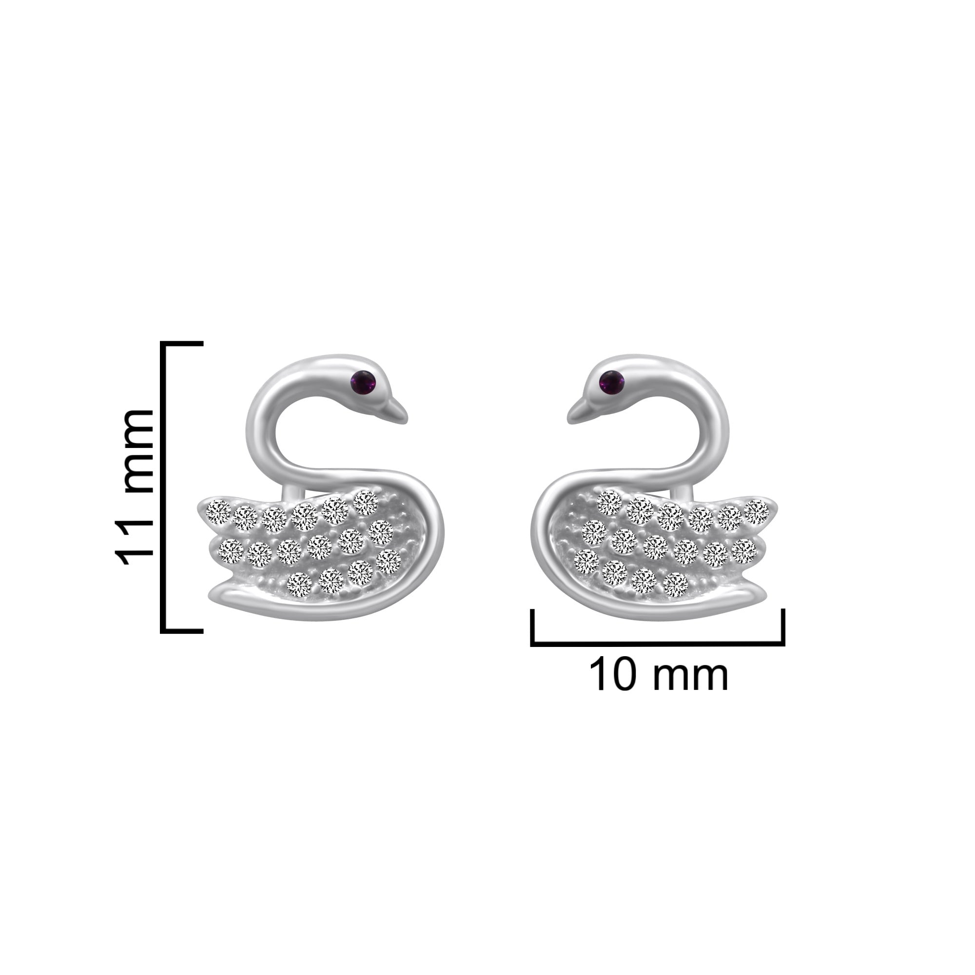 Sterling Silver Swan Stud Earrings