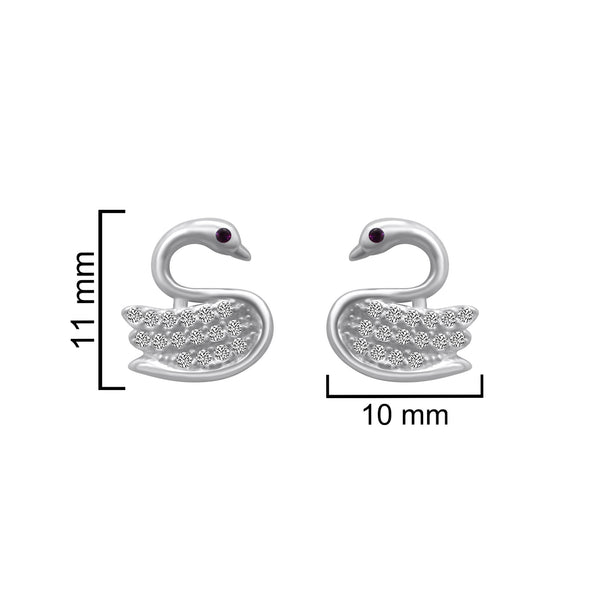 Sterling Silver Swan Stud Earrings